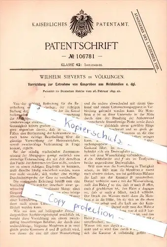 Original Patent  - Wilhelm Sieverts in Völklingen , 1899 , Instrumente !!!
