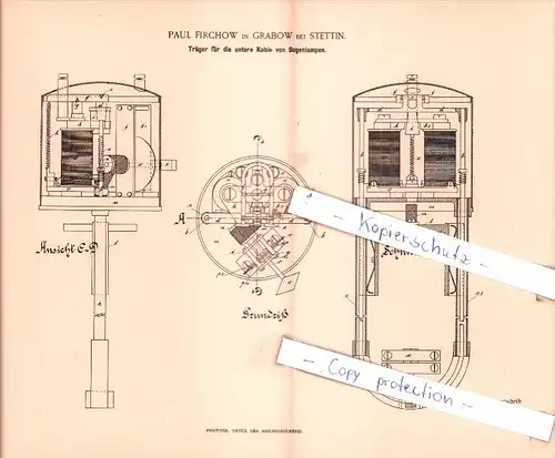 Original Patent  -  P. Firchow in Grabow bei Stettin , 1893 , Elektrische Apparate !!!