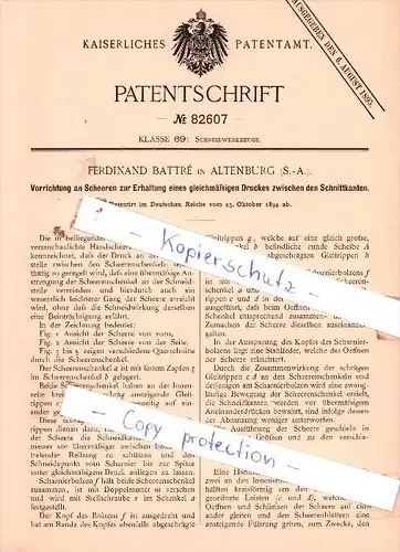 Original Patent  - Ferdinand Battrè in Altenburg , S.-A. , 1894 , Schneidwerkzeuge !!!