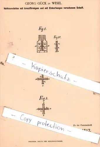 Original Patent  - Georg Gück in Wesel , 1890 , Landwirthschaftliche Geräthe !!!