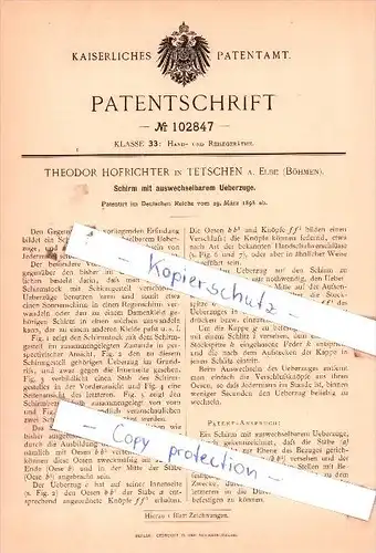 Original Patent  - T. Hofrichter in Tetschen a. Elbe / Decin , Böhmen , 1898 , Hand- und Reisegeräthe !!!