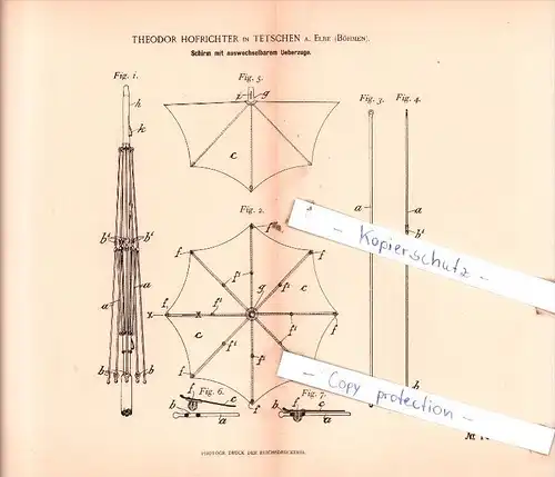 Original Patent  - T. Hofrichter in Tetschen a. Elbe / Decin , Böhmen , 1898 , Hand- und Reisegeräthe !!!