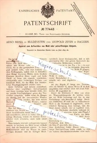 Original Patent  -  Arno Meisel in Muldenstein und Leopold Zeyen in Raguhn , 1893 , Muldestausee  !!!