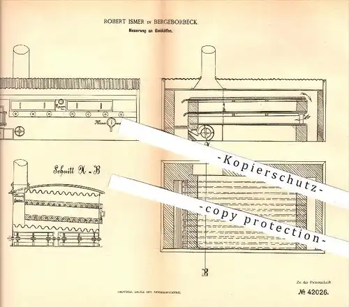 original Patent - Robert Ismer in Bergeborbeck , 1887 , Backofen , Ofen , Öfen , Bäckerei , Bäcker , Backen , Herd !!!