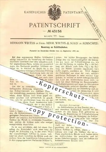 original Patent - Herm. Wirths & Sohn , Remscheid , Schlittschuhe , Schlittschuh , Schuhe , Sport , Wintersport !!!