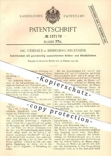 original Patent - Jac. Ueberle II , Heidelberg - Neuenheim , 1902 , Schlittschuh , Schlittschuhe , Schuhe , Sport !!!