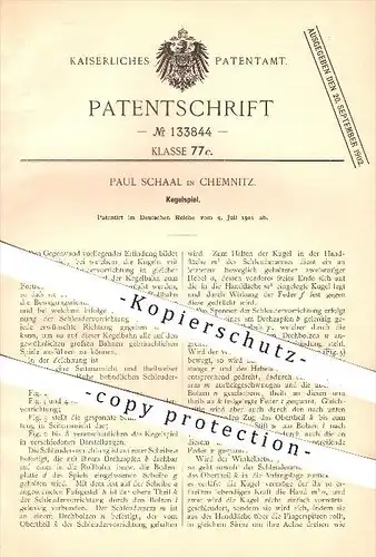 original Patent - Paul Schaal in Chemnitz , 1901 , Kegelspiel , Kegel , Kegeln , Kegelbahn , Rollbahn , Sport , Spiel !