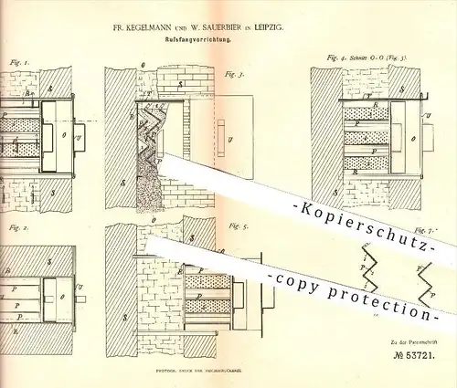 original Patent - F. Kegelmann , W. Sauerbier , Leipzig , 1889 , Russfangvorrichtung , Schornstein , Schornsteinfeger !!