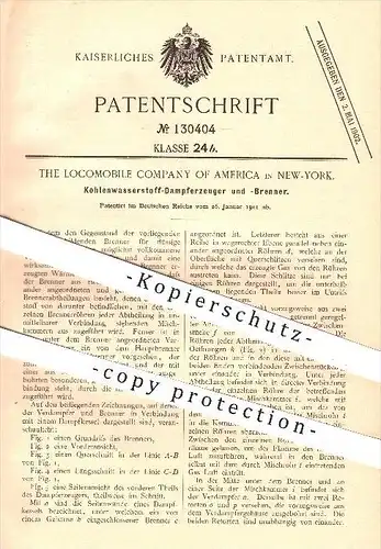 original Patent - Locomobile Company of America , New York , USA , 1901 , Kohlenwasserstoff - Dampferzeuger u. - Brenner