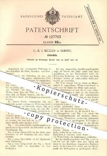 original Patent - G. & J. Müller , Elbing , 1901 , Zellentür , Zellen , Tür , Türen , Gefängnis , Krankenhaus , Knast