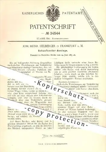 original Patent - J. H. Helberger , Frankfurt / Main , 1885 , Schaufenster - Auslage , Verkaufswaren , Waren , Papier !!