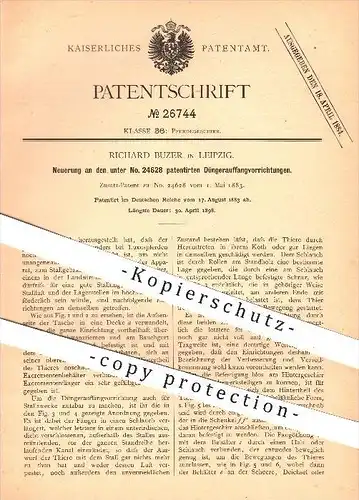 original Patent - R. Buzer , Leipzig , 1883 , Düngerauffangrichtung , Dünger , Düngen , Pferdegeschirr , Pferd , Pferde