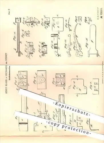 original Patent - H. Bland , Leichhardt , Sydney , 1892 , Schaf - Schermaschine , Schneidwerkzeuge , Scheren , Schäfer !