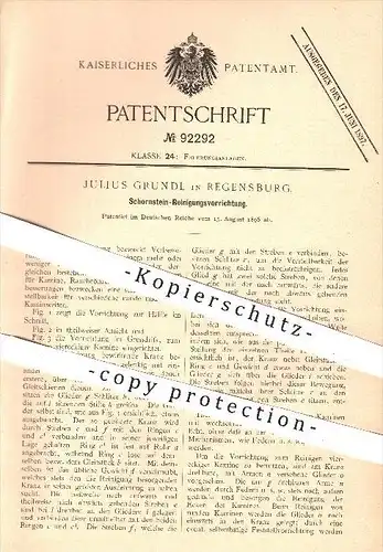 original Patent - Julius Grundl , Regensburg , 1896 , Schornstein - Reinigung , Schornsteinfeger , Esse , Ofen , Heizung