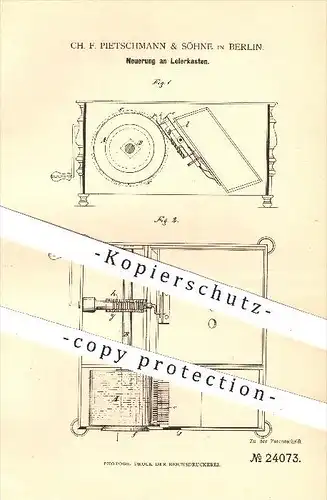 original Patent - Ch. F. Pietschmann & Söhne in Berlin , 1883 , Leierkasten , Leier , Musikinstrumente , Musik !!!