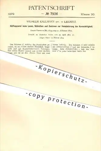 original Patent - Wilhelm Kallmann , Liegnitz , Sehhilfe bei Kurzsichtigkeit , Brille , Brillen , Lupe , Augen , Optiker