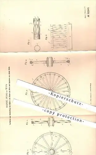 original Patent - Ludwig Jecho in Wien , 1896 , Räder aus Blech mit Nabe und Speichen , Rad , Metall !!!