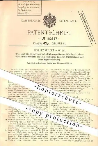 original Patent - Moritz Willet in Wien , 1906 , Orts- u. Streckenanzeiger mit elektromagnetischem Schaltwerk !!!