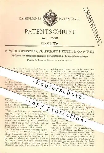 original Patent - Plastographische Gesellschaft Pietzner & Co. in Wien , 1900 , Herstellung von Chromgelatinemischungen