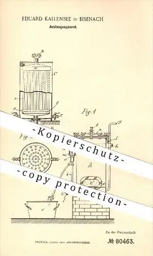 original Patent - Eduard Kallense in Eisenach , 1893 , Auslaugeapparat , Lauge , Laugen , Chemie , Auslaugen !!!