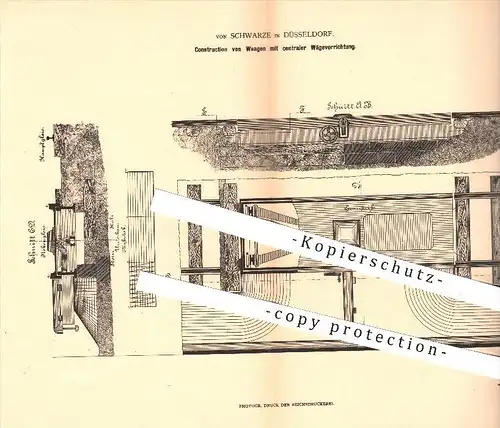 original Patent - Von Schwarze in Düsseldorf , 1879 , Konstruktion von Waagen mit zentraler Wägevorrichtung , Waage !!!