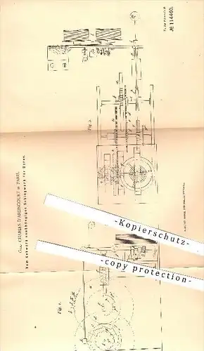 original Patent - Graf Charles D'arlincourt in Paris , Darlincourt , 1900 , Schlagwerk für Uhren , Uhr , Uhrwerk !!!
