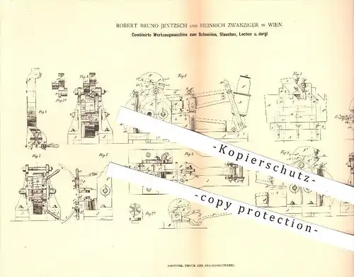 original Patent - Robert B. Jentzsch , Heinrich Zwanziger , Wien , 1880 , Werkzeugmaschine , Schlosser , Schmied !!!