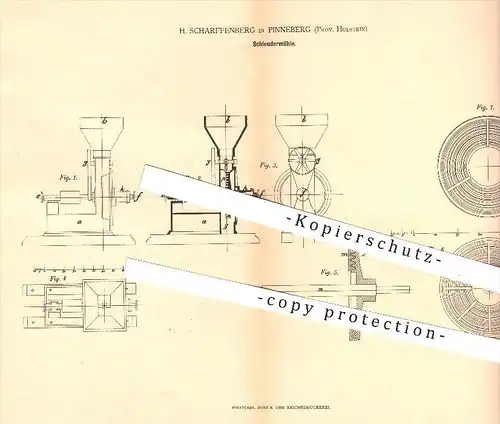 original Patent - H. Scharffenberg , Pinneberg , Holstein , 1879, Schleudermühle , Mühle , Mühlen , Müller , Getreide !!