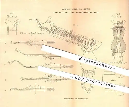 original Patent - Amadeo Gentilli in Leipzig , 1880 , Automatischer Schnellschreibe-Apparat , Schreiben , Sprechapparat