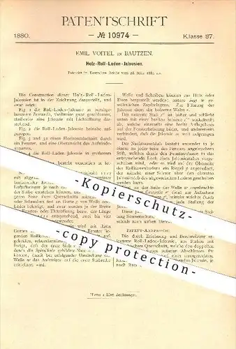 original Patent - Emil Voitel in Bautzen , 1880 , Holz - Rollladen - Jalousie , Fenster , Fensterläden !!!