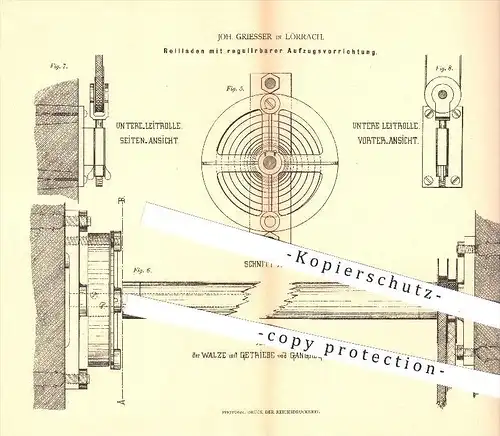 original Patent - Johann Griesser in Lörrach , 1879 , Rollladen mit regulierbarem Aufzug , Jalousie , Fenster !!!