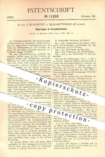 original Patent - R. & T. Elworthy , Elisabethgrad , Russland , 1880 , Dreschmaschine , Dreschen , Drescher , Landwirt !
