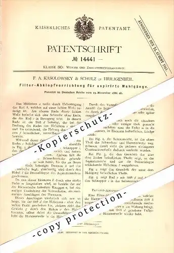 Original Patent -F.A. Kasolowsky & Schulz in Heiligenbeil / Mamonowo , 1880 , Abklopfapparat für Mühlen , Russland !!!