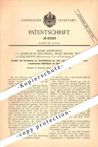 Original Patent - E. Ashworth in Collyhurst , Manchester , 1894 , Apparatus for spinning machine , spinning !!!