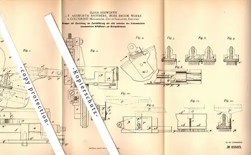 Original Patent - E. Ashworth in Collyhurst , Manchester , 1894 , Apparatus for spinning machine , spinning !!!