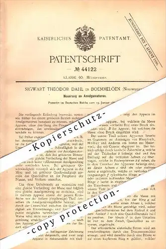 Original Patent - Sigwart Dahl in Boemmeloen , Norwegen , 1888 , Apparat für Amalgam , Bömmeln !!!