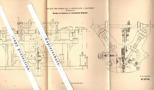 Original Patent - Société des Forges de la Providence à Hautmont , 1883 , Machine pour la roue !!!