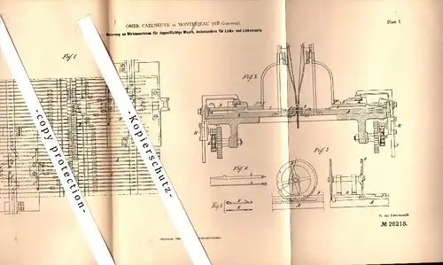 Original Patent - Omer Cazeneuve à Montrejeau , 1883 , Machine pour le tricotage !!!