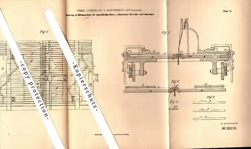 Original Patent - Omer Cazeneuve à Montrejeau , 1883 , Machine pour le tricotage !!!