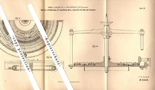 Original Patent - Omer Cazeneuve à Montrejeau , 1883 , Machine pour le tricotage !!!