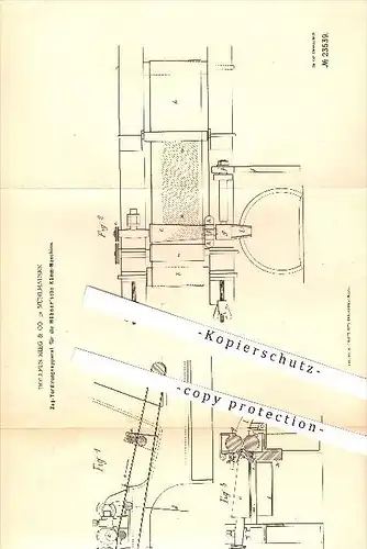 original Patent - Dollfus-Mieg & Co. in Mühlhausen , 1882 , Zugtordierungsapparat für die Hübner'sche Kämmmaschine !!!