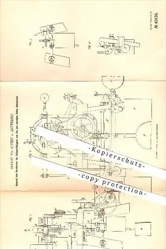 original Patent - August Van Alstein in Antwerpen / Anvers ,1888 , Apparat zum Bestimmen der Schmierfähigkeit von Öl !!