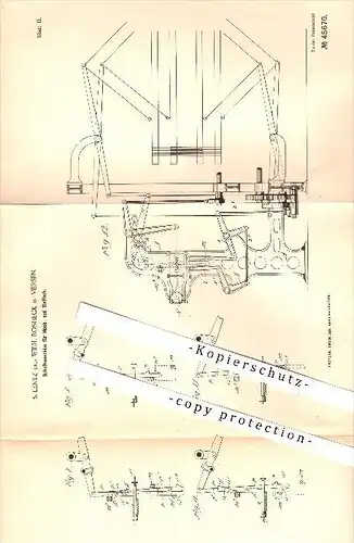 original Patent - S. Lentz & Wilh. Bosheck in Viersen , 1888 , Schaftmaschine für Hoch- und Tieffach , Weber !!!