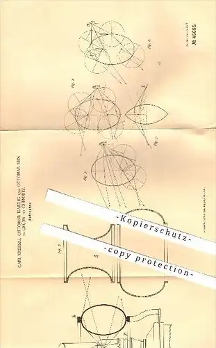 original Patent - C. Kreissig , O. Hartig , O. Seim in Grüna baei Chemnitz , 1888 , Refraktor , Beleuchtung !!!