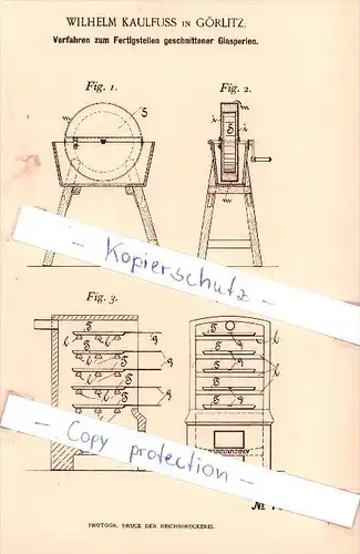 Original Patent - W. Kaulfuss in Görlitz , 1894 , Fertigstellen geschnittener Glasperlen !!!