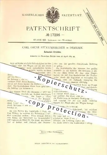 original Patent - Carl Oscar Stürtzenbecher in Dresden , 1881 , Schaukel Draisine , Eisenbahn !!!