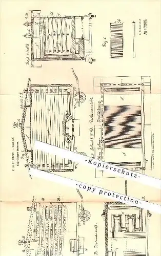 original Patent - P. M. Hubeny in Leipzig , 1881 , Eine fahrbare Obstdarre , Obst , Landwirtschaft !!!