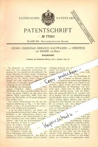 Original Patent - G.H. Kaltwasser in Oderfeld b. Barbis / Bad Lauterberg , 1893 , Schaukelstuhl !!!