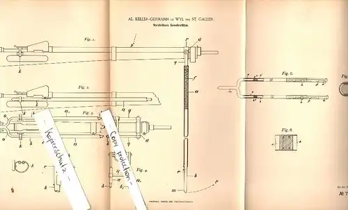 Original Patent - A. Keller-Germann in Wil b. St. Gallen , 1893 , verstellbare Gewehrstütze , Jagd , Gewehr , Wyl !!!