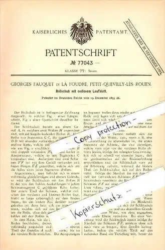 Original Patent - Georges Fauquet à La Foudre , Le Petit-Quevilly , 1893 , roller , Rouen  !!!